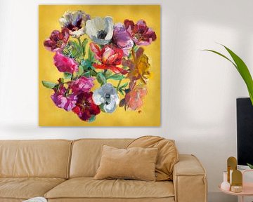 Blikvanger, kleurrijk, modern bloemen schilderij