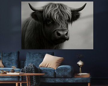 Highlander portrait in soft shades of grey by Art & Soul Creations