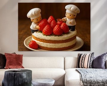 Two chefs with big strawberries by Art & Soul Creations