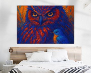 Fiery owl with small bird by Imperial Art House