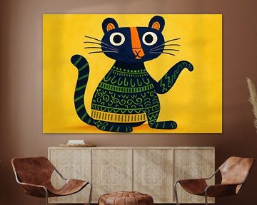 Graphic cat on yellow background by Imperial Art House