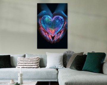 Person with glowing heart
