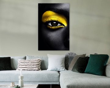 Female face with yellow makeup
