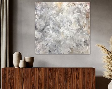 Peinture abstraite - Gris clair et blanc avec texture douce sur Joriali Art abstrait