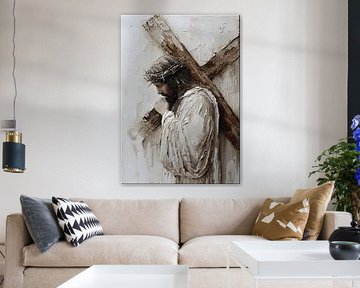 Jesus on cross with crown of thorzen