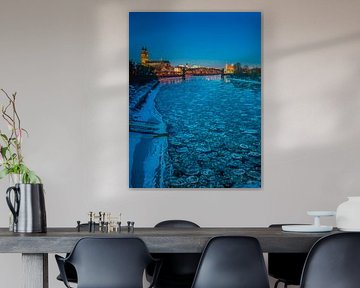 Magdeburg and the Elbe in winter by t.ART