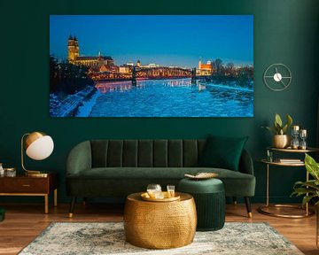 Magdeburg and the Elbe in winter by t.ART