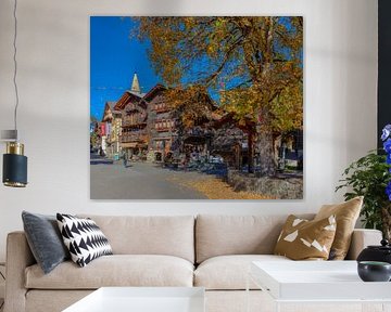 Die traditionellen Holzhäuser eines Walliser Dorfes, Evolène, Wallis Wallis, Schweiz