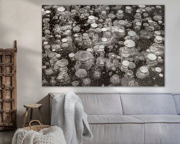 Air bubbles in the ice.