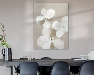 White flowers on taupe