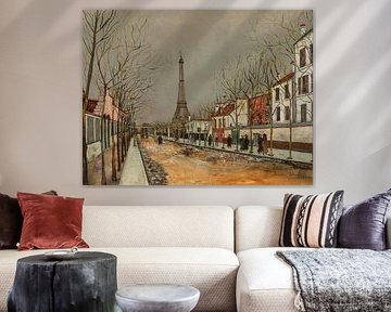 Maurice Utrillo, Avenue de Versailles en de Eiffeltoren, 1922