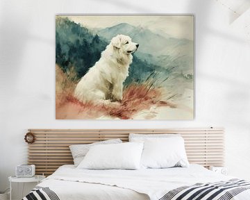 Guardian of the Peaks | Pyrenean Mountain Dog in the Mountains by Karina Brouwer