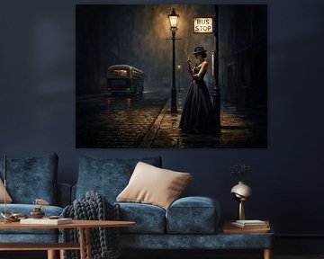 Mistige nacht bij de bushalte van Jan Keteleer