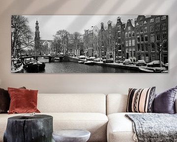 Amsterdam, Prinsengracht with Westertoren in the snow by Amsterdam Highlights