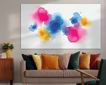 Chromatische uitbarsting: Levendige abstracte waterverfspatten