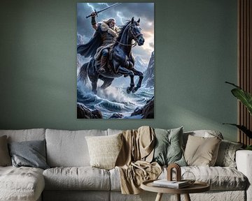 STURMREIT - The Viking warrior on his black horse by INFERAURUM