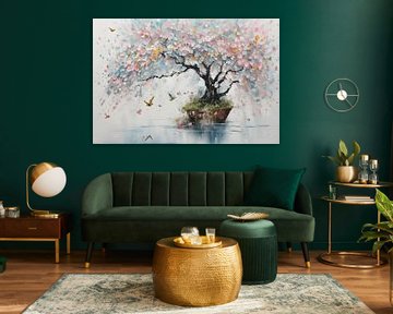 Abstract schilderij Island tree