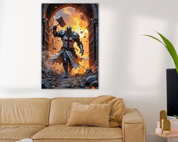 CRUDEX - A crusader shattering a gate with his war hammer by INFERAURUM