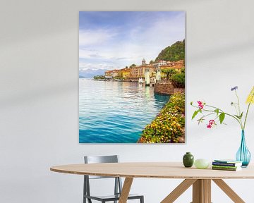 Bellagio village view and flowers in Lake Como. Italy by Stefano Orazzini