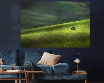 Old rural cottage among the rolling hills, landscape in Volterra by Stefano Orazzini