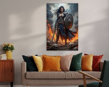 VALKYRIX - The warrior woman on the battlefield surrounded by skulls by INFERAURUM