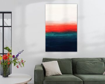 Calm Horizon in Red and Deep Blue by Mosaic Dialogue