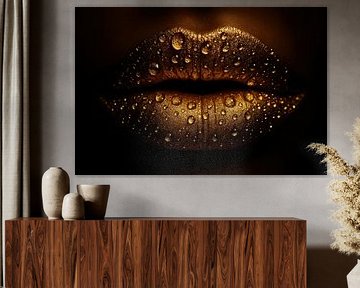 Close-up lips with water drops by Art & Soul Creations