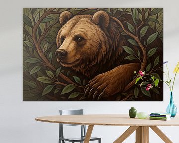 Bear's head in green leaf wreath by Art & Soul Creations