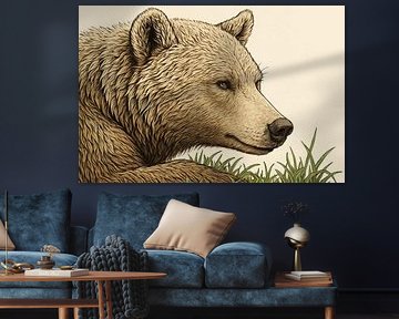 Brown bear in side view by Art & Soul Creations