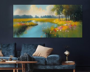 Golden Meadow, Blue Mirror by Art Whims