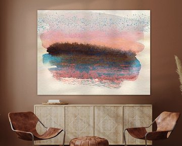 Sunrise.  Abstract watercolor minimalist painting. by Dina Dankers