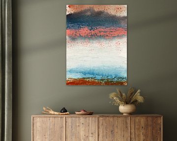 Abstrakte Aquarell minimalistische Malerei. Berge. von Dina Dankers