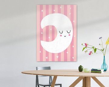 Kleine maan op roze strepen