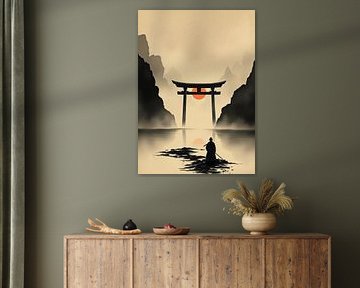 Samouraï à la porte Torii