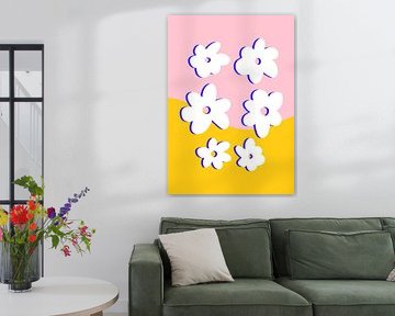 Bloemen op roze geel