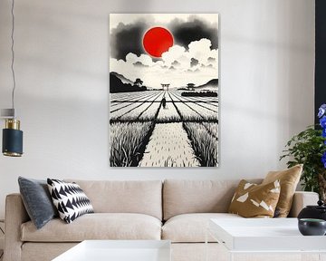 Ferme Zen Inspiré par l'encre japonaise Paysage Art