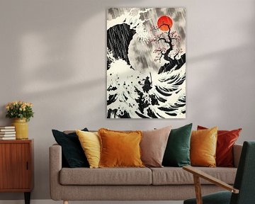 Samouraï japonais - Peinture à l'encre japonaise classique - Paysage