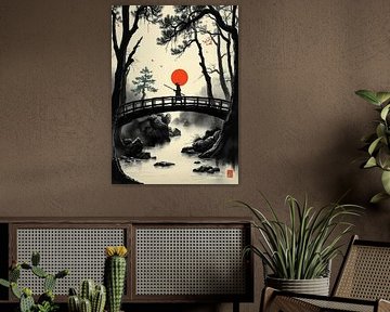 Samouraï Ronin - Art scénique japonais traditionnel à l'encre