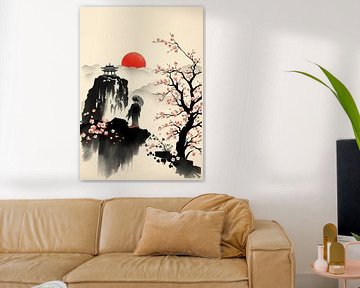 Geisha - Paysage à l'encre de Chine d'une élégance intemporelle