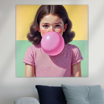 Bubblegum Bliss Un portrait rétro ludique