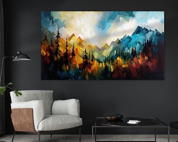 Abstract landscape with forest and hills by Jan Bechtum