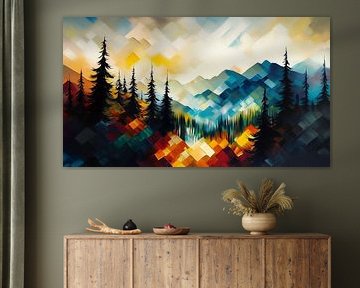 Abstract landscape with forest and hills by Jan Bechtum