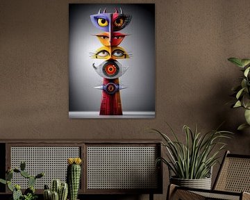 PopArt Totem of the many glances by Klaus Tesching - Art-AI