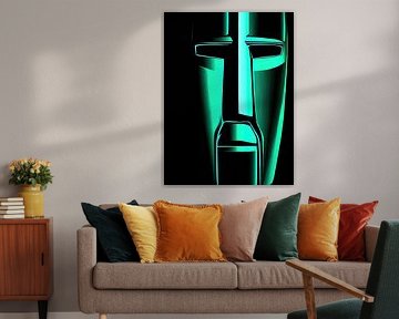 PopArt neon mask of inner silence by Klaus Tesching - Art-AI
