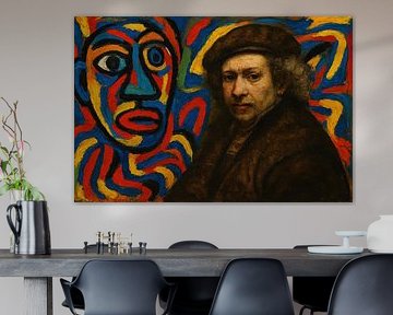 Porträt mit ausdrucksstarken Farbfeldern von Art & Soul Creations