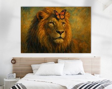 Strong lion with butterfly and glow by Imperial Art House