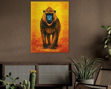 Mächtiger Pavian Nebel Palette Messer Impasto Wildlife Portrait von Ramy Salah Hefny