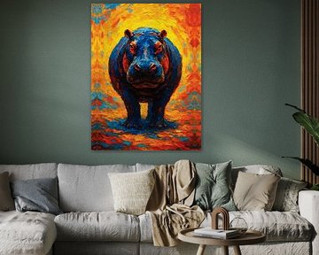 Powerful Hippopotamus Fog Palette Knife Impasto Portrait by Ramy Salah Hefny