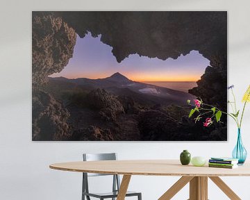Tenerife's Mount Teide photographed from a small cave.