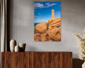 Phare de Ploumanac`h lighthouse, Côte de Granit Rose, Brittany